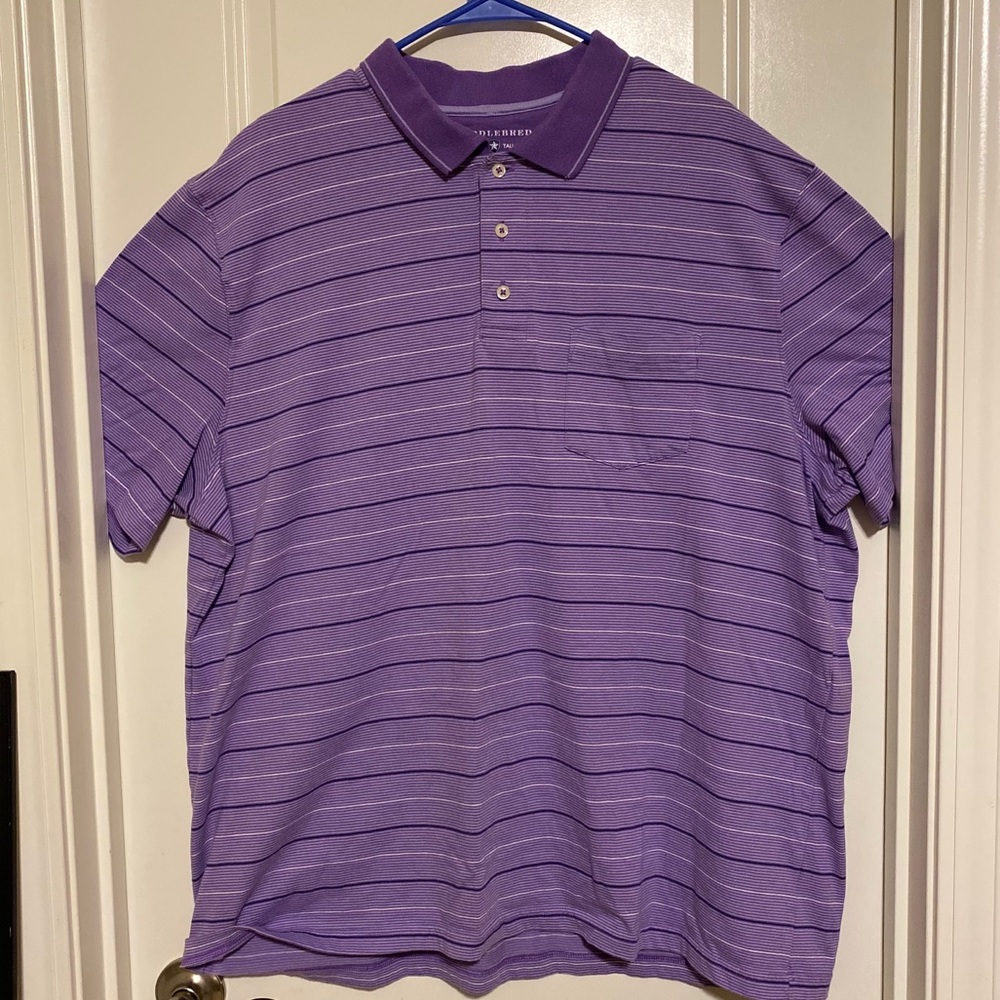 Saddlebred Purple Striped Pocket Polo